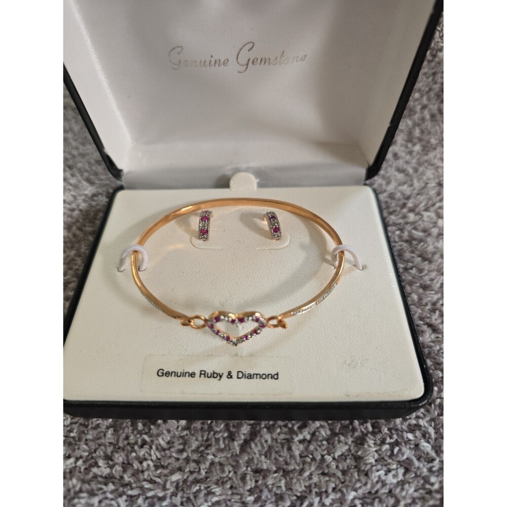 Ruby & Diamond Bangle/ Earring Set